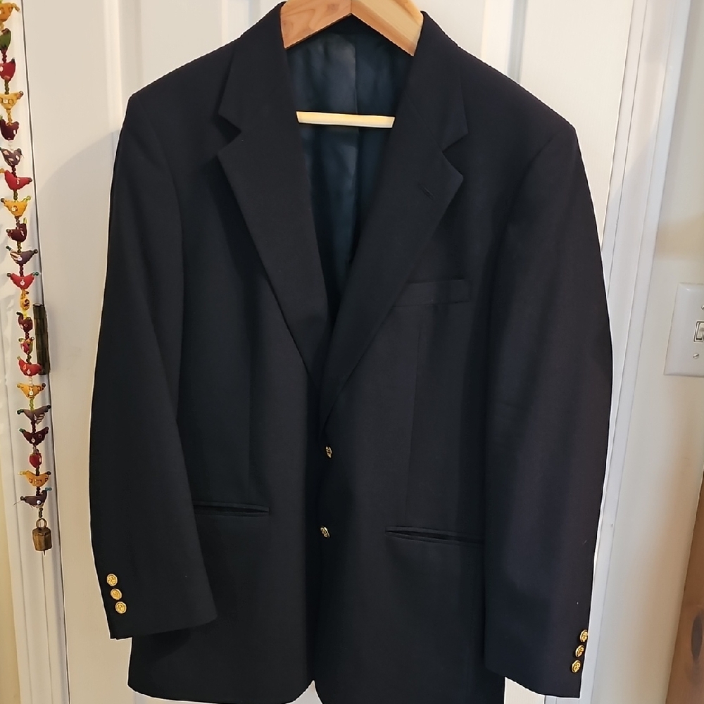 Men's Pierre Cardin Classic Black Men's Blazer 42L With Gold Embossed Buttons